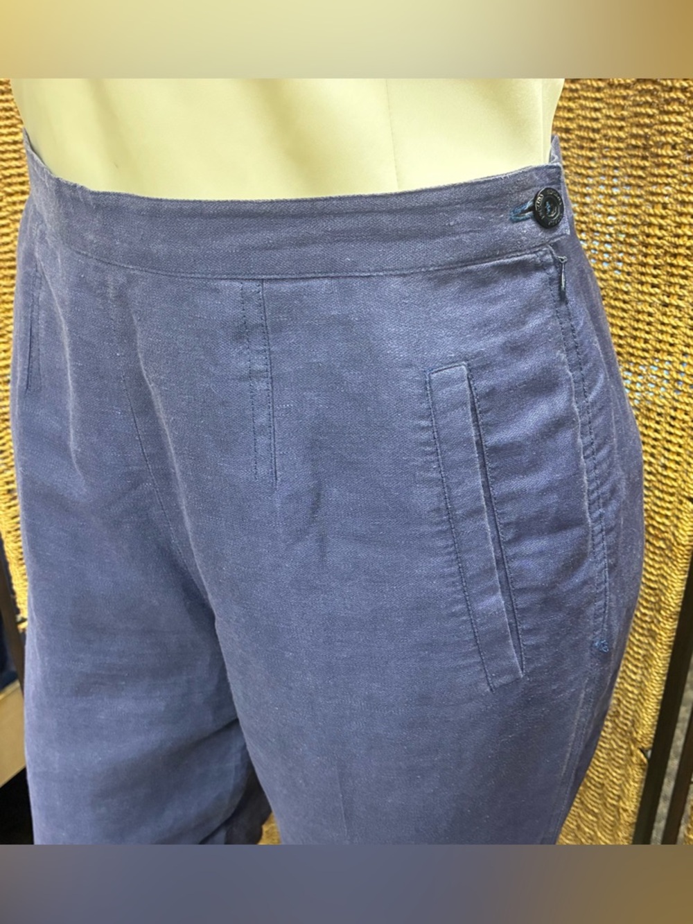Escada Margaretha Ley Linen Suit Set Blue EU 40 Blazer Pants Vintage Designer - Picture 6 of 9